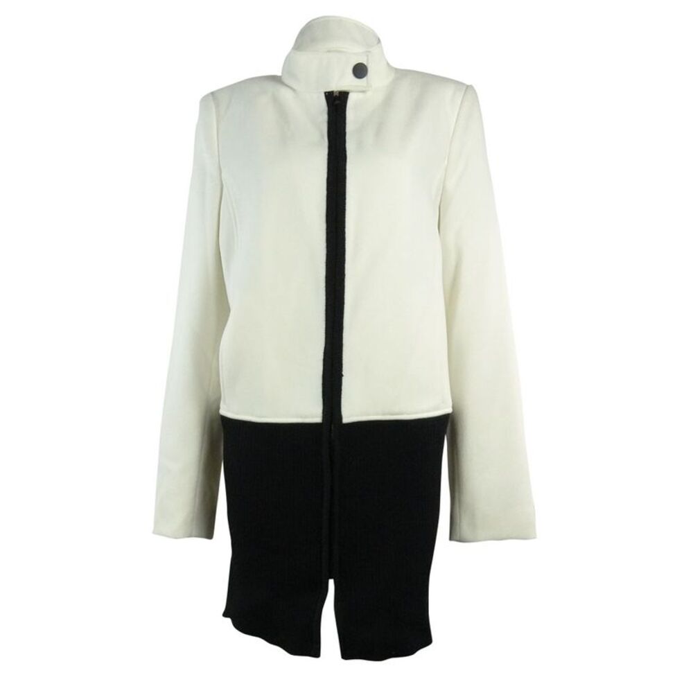 Calvin Klein Women's Wool Blend Knit Zip Coat (M, Birch)